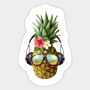 Mr. Pineapple with Headphone and Sunglasses Sticker